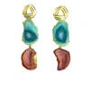 Magpie Rose Women's Green & Pink Rocks In The Sky Earrings In Multi