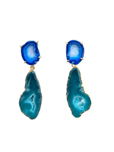 Magpie Rose Women's Green / Blue Blue & Moss Green Earrings In Multi