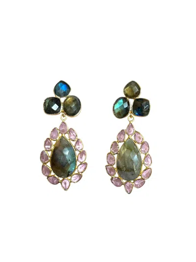 Magpie Rose Women's Grey Theia Labradorite Earrings In Gray