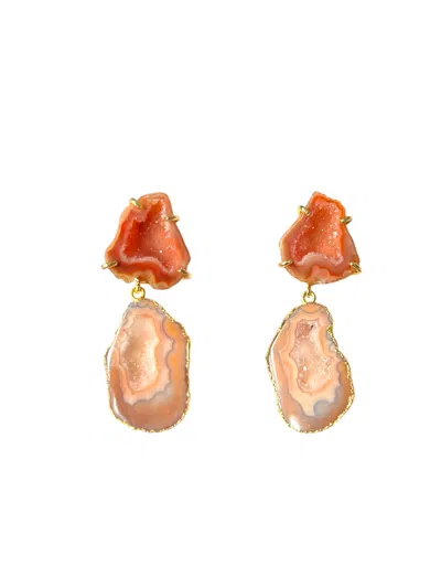 Magpie Rose Women's Orange & Peach Cocktail Earrings