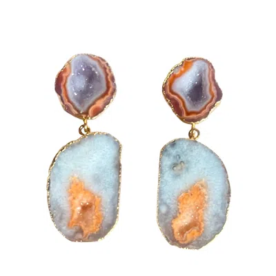 Magpie Rose Women's Orange Double Nectarine Drop Earrings