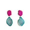 Magpie Rose Women's Pink & Green Drop Cocktail Earrings In Multi