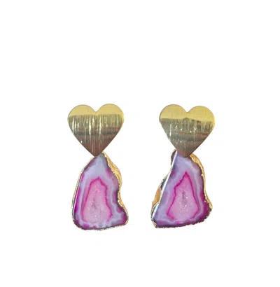 Magpie Rose Women's Pink Love Rocks Earrings In Multi