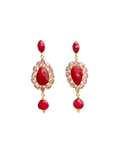 Magpie Rose Women's Pink Theia Ruby Drop Earrings