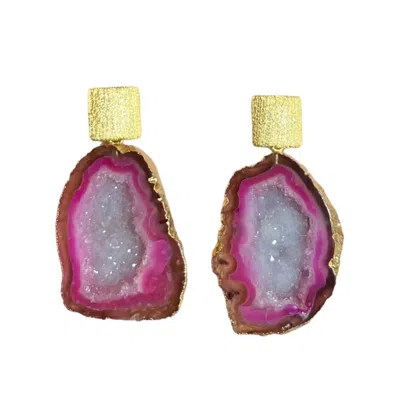 Magpie Rose Women's Pretty Pink Rocks In The Sky Earrings