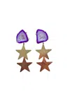 Magpie Rose Women's Purple Double North Star Earrings In Purple