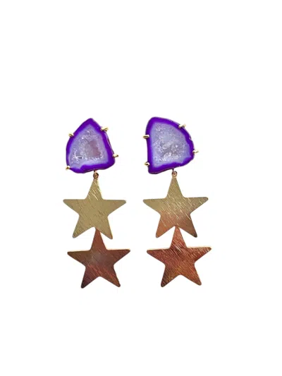 Magpie Rose Women's Purple Double North Star Earrings