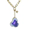 Magpie Rose Women's Purple / Gold Purple Geode North Star Gold Necklace In Multi