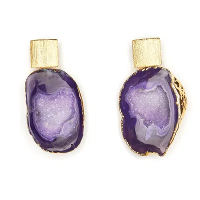 Magpie Rose Women's Rocks In The Sky Purple Earrings