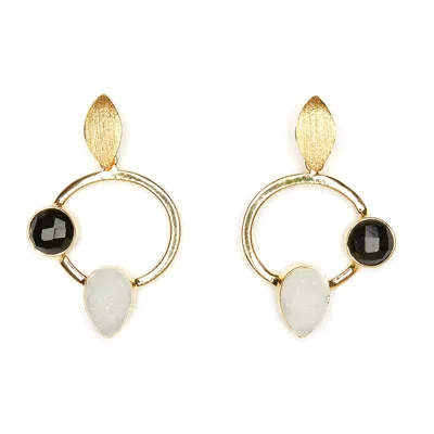 Magpie Rose Women's White & Black Circle Earrings In Multi