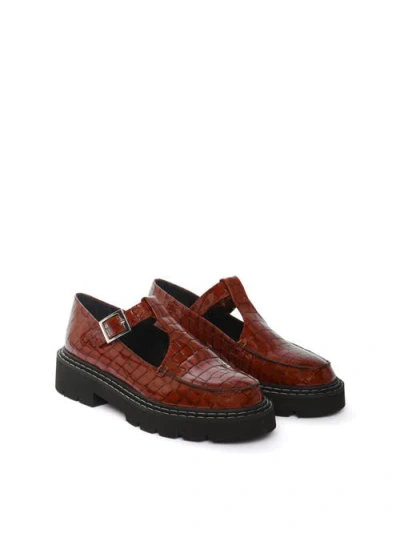 Maguire Neiva Chunky Faux-croc Mary Jane Shoes Women In Brown