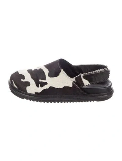 Pre-owned Maguire Ponyhair Animal Print Slingback Flats In Blue