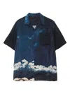 Maharishi 6230 Boro Crane Graphic Shirt In Blue