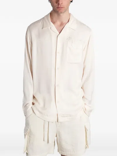 Maharishi Ascending Dragon Embroidered Long-sleeve Shirt In White