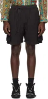 Maharishi Black Hemp Cargo Asym Track Shorts In Black
