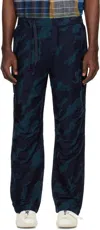 Maharishi Blue Bonsai Loose Track Trousers In Indigo