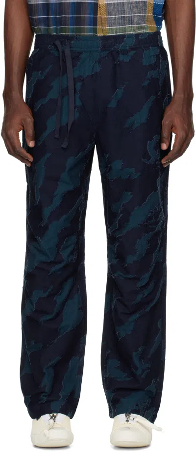 Maharishi Blue Bonsai Loose Track Trousers In Indigo