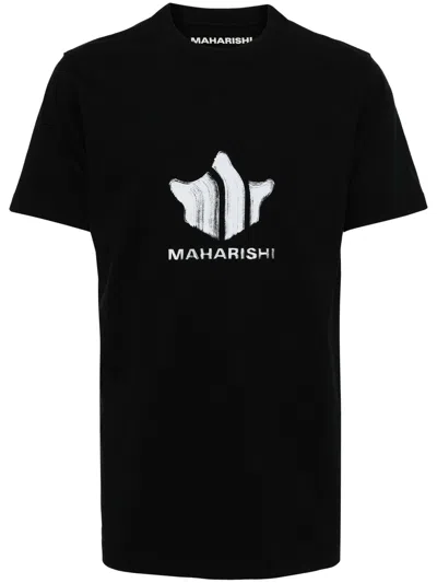 Maharishi Brushstroke Temple Organic-cotton T-shirt In Black