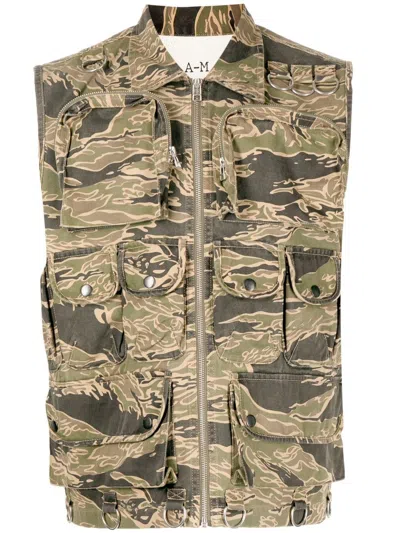 Maharishi Camouflage-print Cargo Vest In Grün
