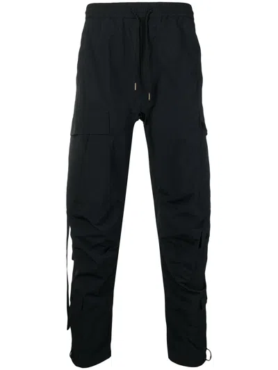 Maharishi Tapered Drawstring Cargo Trousers In Schwarz