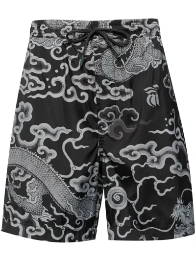 Maharishi Cloud Dragon-print Swim Shorts In Black