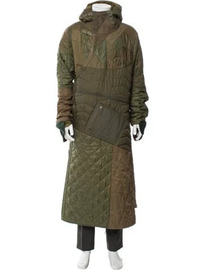 Pre-owned Maharishi Colorblock Pattern Puffer Coat In Green