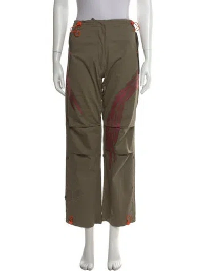 Pre-owned Maharishi Colorblock Pattern Wide Leg Pants In Green