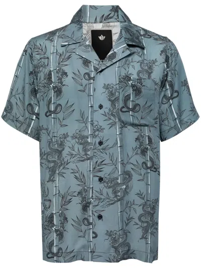 Maharishi Dragon Bamboo Shirt In Blue
