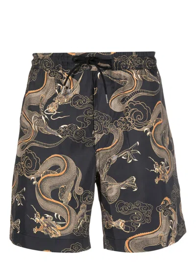 Maharishi Thai Dragon Swim Shorts In Black
