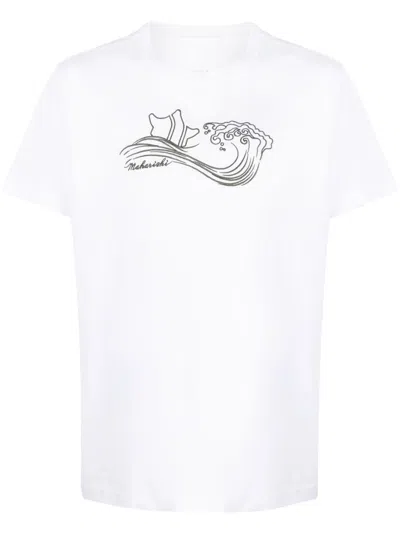 Maharishi Embroidered-motif Organic-cotton T-shirt In White