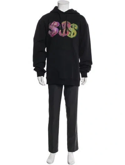 Pre-owned Maharishi Graphic Print Crew Neck Hoodie In Black