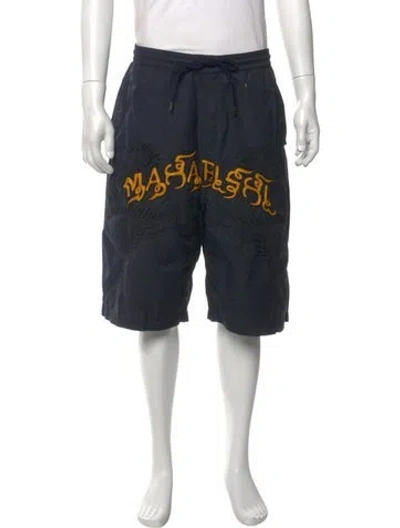 Pre-owned Maharishi Graphic Print Jogger Shorts In Blue