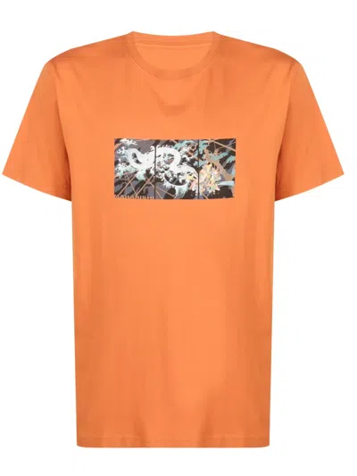Maharishi Graphic-print Organic Cotton T-shirt In Orange