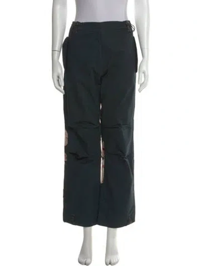 Pre-owned Maharishi Graphic Print Wide Leg Pants In Green