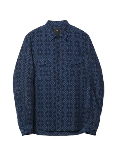 Maharishi Komon Aizome Jacquard-patterned Cotton Shirt In Blue