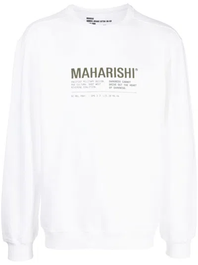 Maharishi Logo-print Long-sleeve Sweatshirt In White