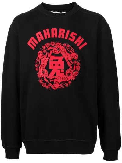 Maharishi Logo-print Long-sleeve Sweatshirt In Black