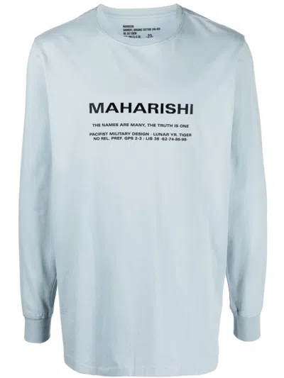 Maharishi Logo-print Long-sleeve T-shirt In Blue