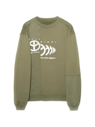 Maharishi Logo-print Panelled Sweater In Green