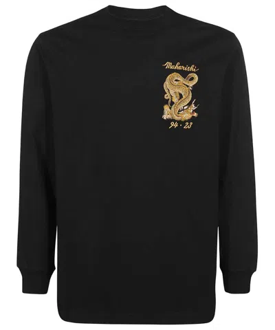 Maharishi Dragon-embroidered Long-sleeve T-shirt In Black