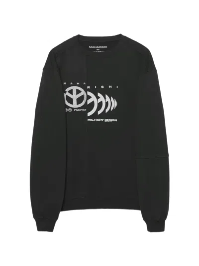 Maharishi Maha Logo-print Panelled Sweater In Black
