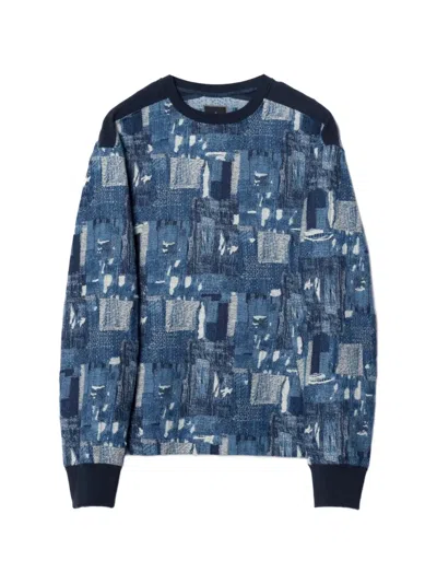 Maharishi Mahaboro Patchwork-effect Long-sleeve Sweatshirt In Blue