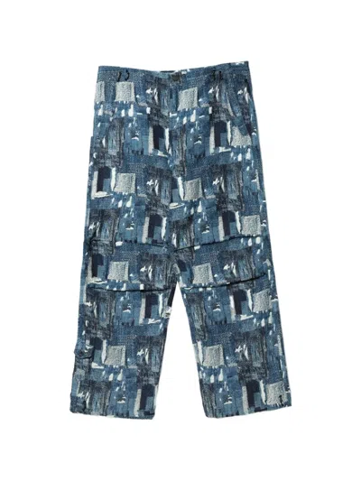 Maharishi Mahaboro Patchwork-effect Straight-leg Trousers In Blue