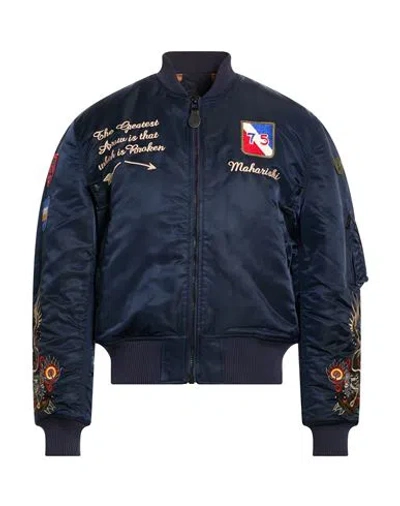 Maharishi Man Jacket Navy Size L Nylon In Blue