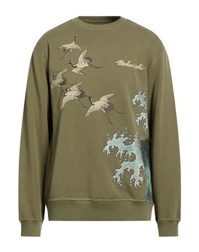 Maharishi Man Sweatshirt Military Green Size L Organic Cotton In Multi