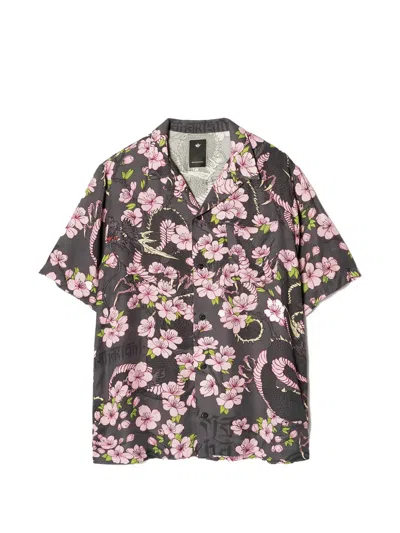 Maharishi Sakura-print Shirt In Brown