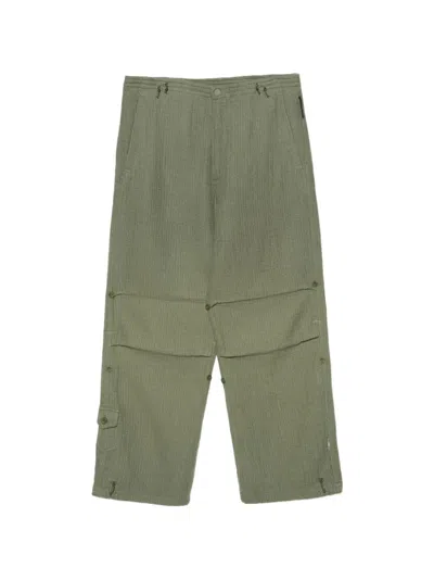 Maharishi Sashiko-stitched Wide-leg Trousers In Green