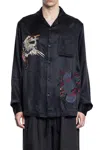 Maharishi Crow And Heron Camp Collar Shirt In Black