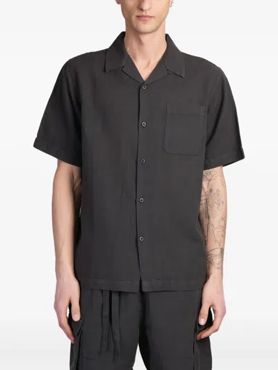 Maharishi Black Open Spread Collar Shirt