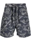 Maharishi Songkran Loose Track Shorts In Blue